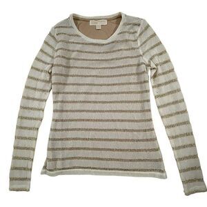 Michael Kors ~ Ivory and Gold Striped Sweater ~ fully lined bodice ~ size S